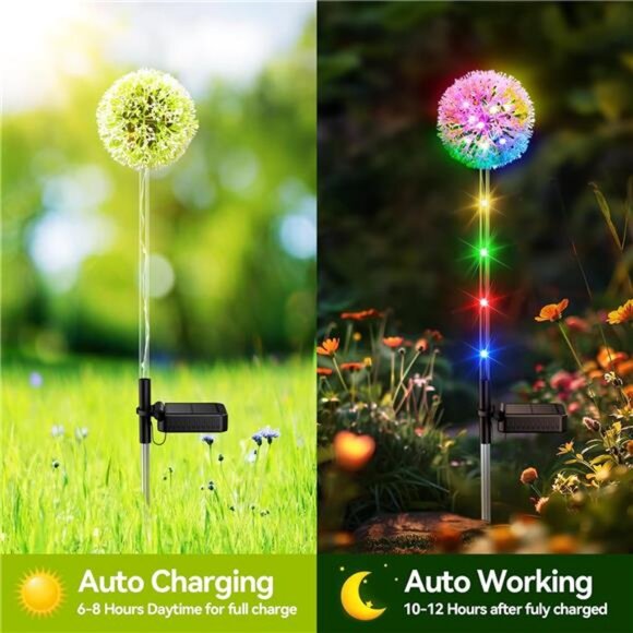 4 Pack Dandelion Solar Lights Colorful String Light Decorations - Fairy Outdoor - Picture 4 of 7